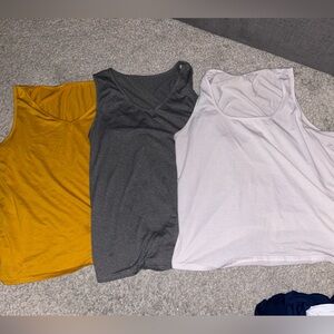 Bundle - Women's Sleeveless Tops - Mustard, Gray, and White